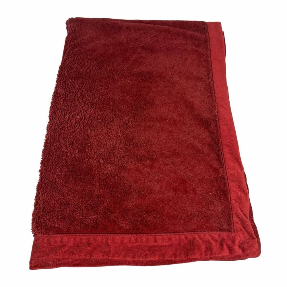 Restoration Hardware Velvet Sherpa Deep Red Plush Throw Blanket